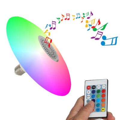 China Blue Tooth 4.0 E26/27 Dimmable UFO Shaped Speaker Wireless Remote Control Music RGB Smart 30W 85v-260v Colorful Indoor Bulb Light for sale