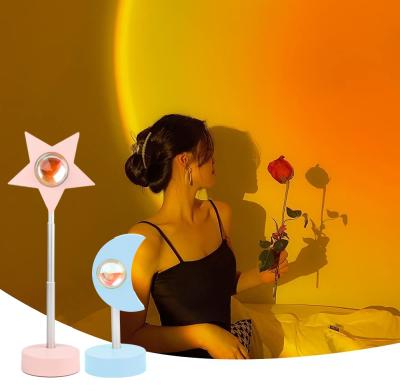 China 2021 Modern Exclusive Patent Rising Romantic 180 Degree Rotation Night Light Projection Star Moon Sunset Lamp for Party Bedroom Decor for sale