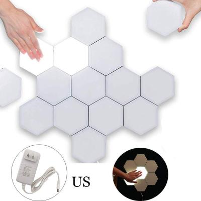 China Modular Decoration Multicolor Geometric Hexagon Touch Lights Wall Lamp Sensitive Quantum LED Sensor Night Light For Home Decor for sale