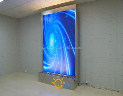 China Large Customized H8ft SFLCD9665 Waterfall LCD TV Screen Waterfall Joyous Natural Flow With Stainless Steel Frame And Base For Commercial for sale