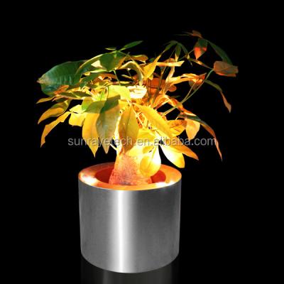 China Home and garden holiday ceremony deco H50 cm round LED stainless steel plants vertical flower pot for home office holiday ceremony deco for sale