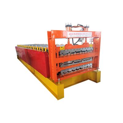 China Full Automatic Building Material Stores Aluminum Three Layer Decek Roofing Metal Sheet Roll Forming Making Machine for sale