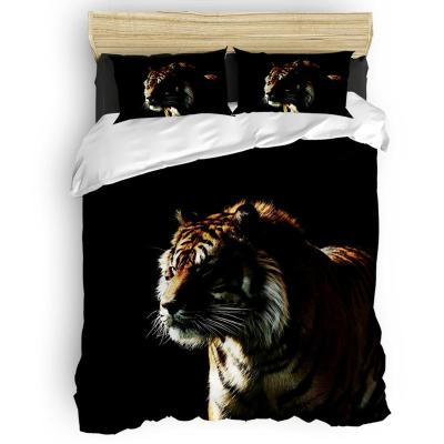 China Tiger Black Bedding Set Wholesale Nondisposable 3 Pieces Motel Bedding Hotel for sale