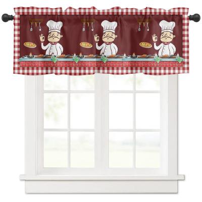 China Modern Red Plaid Cooking Short Chef Window Drapery For Home Decoration for sale