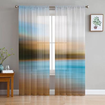 China Modern Abstract Tie Dye Watercolors Gradient Modern Art Sheer Curtains For Window Home Decor for sale