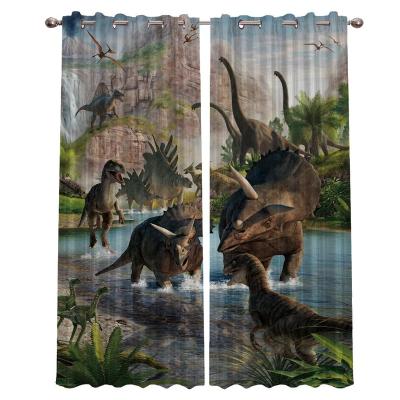 China Fire Retardant Dinosaur 3D Printed Blackout Hotel Curtain 100% Polyester Curtain Window for sale