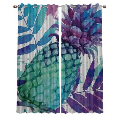 China Flame Retardant Fruit Pineapple Printing Bullet Proof Drapes Home Office Wholesale Window Curtains for sale