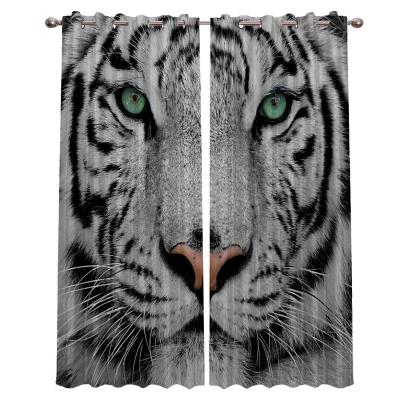 China Fireproof Tiger Printing Blackout Window Shade Animal Door Blinds Curtains For Living Room for sale