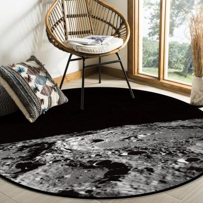 China Digital Printing Moon Planet Outdoor Design Circular Anti Skid Living Room Round Rugs Carpets for sale