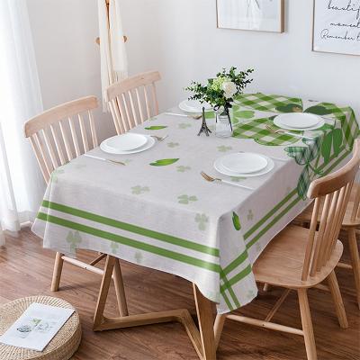 China Clover Printed Waterproof Nonwoven Lucky Coin Decorative Rustic St. Patrick Green Tablecloth for sale