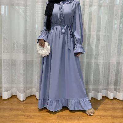 China Muslim Robes Muslim Dresses Solid Color Islamic Patchwork Clothing Long Sleeves Muslim Dress Party Evening Abayas for sale