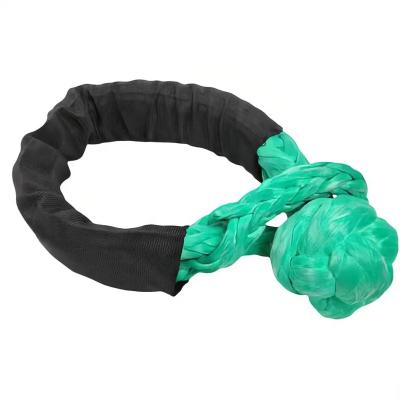 China 9T Green 9T Off-Road UV Resistant UHMWPE Recovery Car Hand Tools 8mm Synthetic Abrasion 4X4 Abrasion Soft Shackle With Sleeves for sale