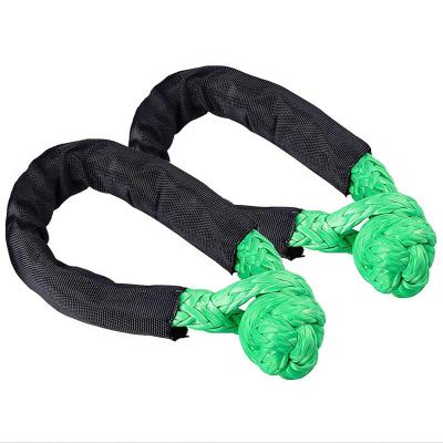 China Emergency Car DIY Tools 13mm Green 24T Shackle Soft Rope Towing Recovery Strap Synthetic for sale