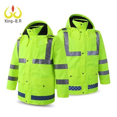 China Fire Proof 2 IN 1Waterproof Winter Warm Reflective Heater Safety Jacket For Men And Women for sale