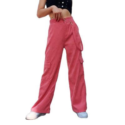 China New Arrival Women's Fashion Breathable Sagging High Waisted Straight Corduroy Pants And Leg Pants Loose Wide Leg Pants Women for sale