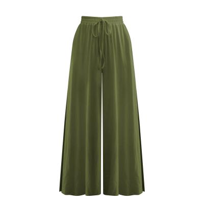 China 2022 New Arrivals Women's Clothing Trend Breathable Casual Soft With Loose Drawstring Side Split Solid Color Wide Leg Pants For Ladies for sale