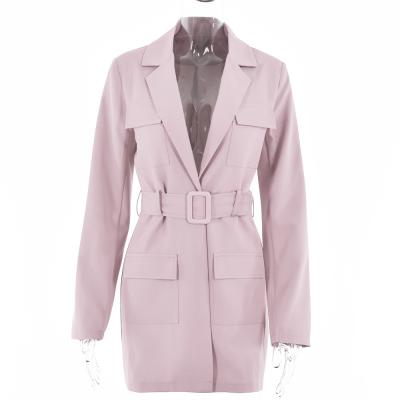 China Breathable Women Blazers Female Suits Cardigans With Straps Lapels And Long Sleeves Blazer Along For Ladies for sale