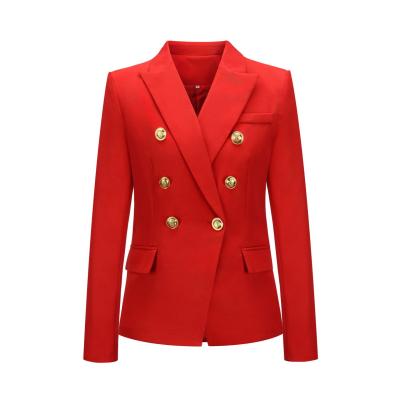 China Breathable Female Blazer Jacket Office Wear Small Suit Plaid Suit Fashion Shorts Double Breasted Jacket Women Suit for sale