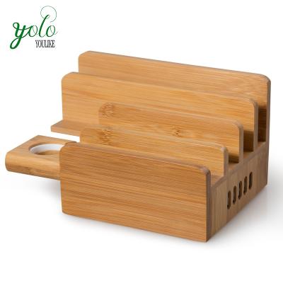 China Adjustable Mobile Phone / PADD Multi Device Bamboo Charging Station for sale