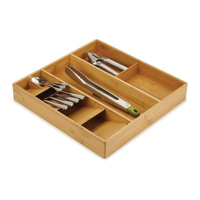 China Sustainable Bamboo Kitchen Drawer Organizer Tray For Cutlery Utensils for sale