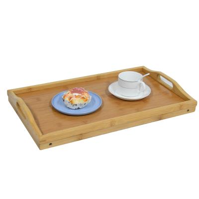 China Bathroom Wooden Countertop Kitchen Bamboo Breakfast Serving Tray With Foldable Legs for sale