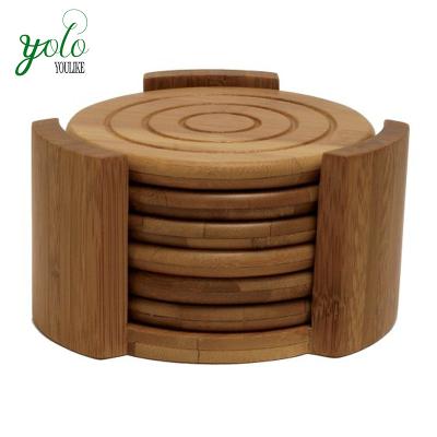 China Sustainable Collection 7-Piece Bamboo Tableware Set Bamboo Coaster Set for sale