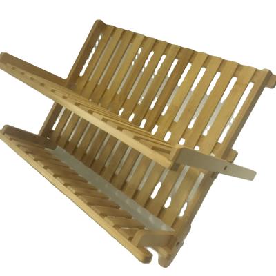 China Viable Foldable Compact Kitchen Sink Storage Drainage Folding Dish Bamboo Dish Rack for sale