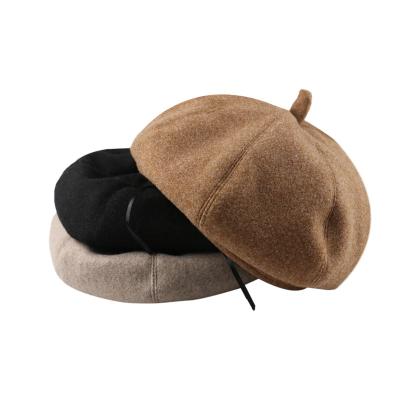 China The hat of small color hat character pumpkin simple soft octagonal beret of pure wool painter art for sale