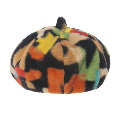 China Female Character Cow Leopard Print Beret Joker Stuffed Vintage British Pumpkin Beret Hat for sale