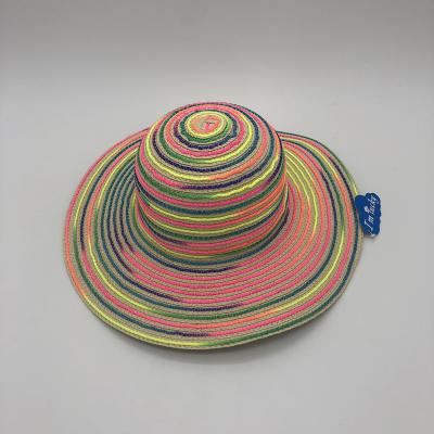 China New Character Fashion Mutli-color Wide Brim Beach Straw Hat Bucket Hat For Women for sale