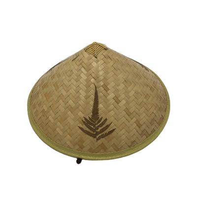 China Green Ethnic Natural Bamboo Craft Handmade Image Style Traditional Farmer Straw Hat for sale