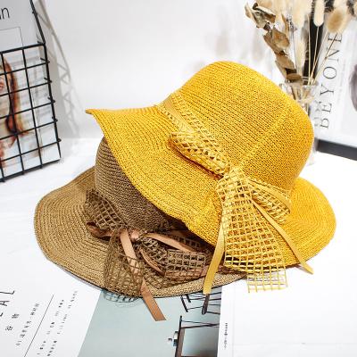 China Newest British Bucket Bucket Straw Hat Brim Leisure Summer Sunshade Sunshade Hat For Women for sale