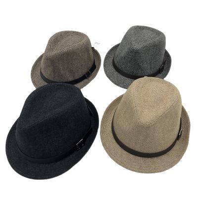 China Character Herringbone Hat 2021 Winter Promotion Woolen Woolen Fedora Trilby Gorras Tweed Jazz Hat for sale