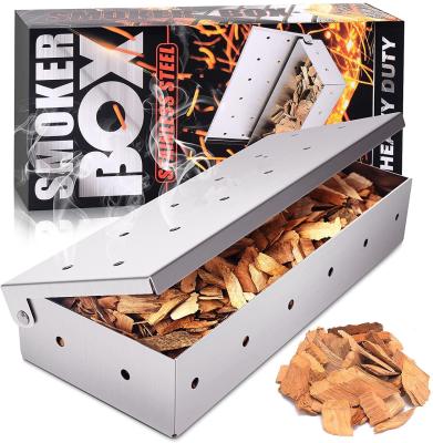 China Easily Cleaned Heavy Duty Stainless Steel BBQ Smoker Box For Grilling BBQ Wood Chips for sale