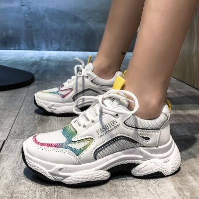 China Lit 2020 NEW fashion sneakers lace up upper +PU shoes for women for sale