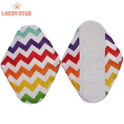 China Lokeystar Washable Colored Customized Rippling Sanitary Napkin Cotton Cloth Pad Flushable Bamboo Menstrual Panty Liner Reusable Pads for sale