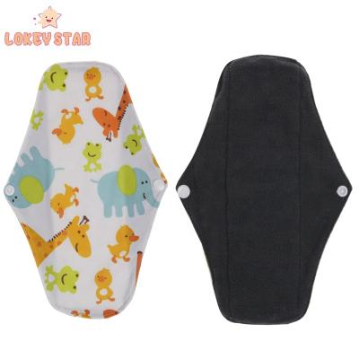 China Charcoal Cartoon Cloth Animal Menstrual Menstrual Pads Washable Bamboo Sanitary Napkin Pad Waterproof Reusable Diapers/Diapers for sale