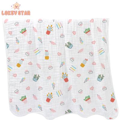 China Lokeystar PORTABLE Flowers Baby Muslin Wrap Blankets Cotton for sale