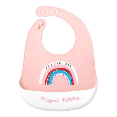 China Easily Clean Antibacterial Toddler Silicone Adjustable Bibs For Babies Waterproof Silicone Baby Bibs for sale