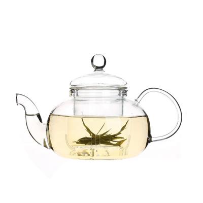 China Sustainable High Quality Borosilicate Glass Flower Teapot With Cup Set for sale