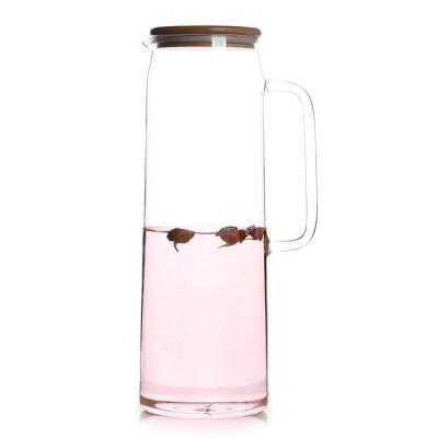 China Sustainable Hot Sale High Temperature Resistant Cup Set Wooden Covered Glass Water Borosilicate Tea Pot for sale