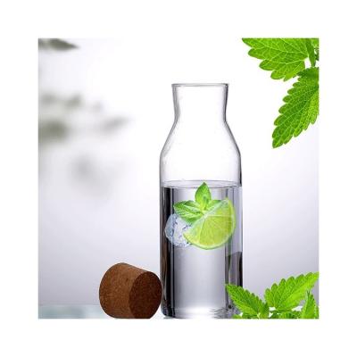 China Sustainable Multifunction 1000ml Drink Kitchen Bottles Glass Bottle With Wooden Lid for sale