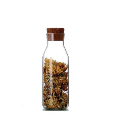 China Sustainable Factory Directly Supply Juice Bottles Glass Bottle With Wooden Lid for sale