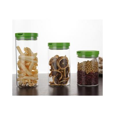 China Good Quality Stocked Storage Food Glass Jars Storage Plastic Bottle With Lid for sale