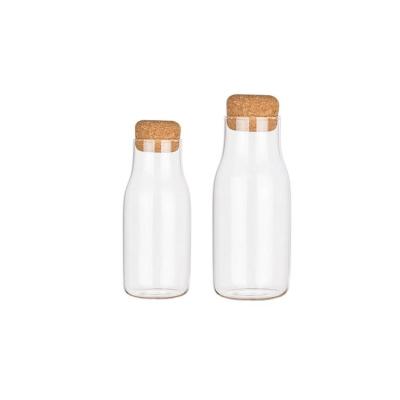 China High Quality Bottles Stored Bangs Cork Glass Storage Bottle With Wooden Lid for sale