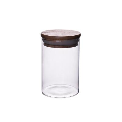 China Viable Many Types Of Sealed Glass Bottles With LIDS Store Bamboo Grain For Tea And Candy for sale