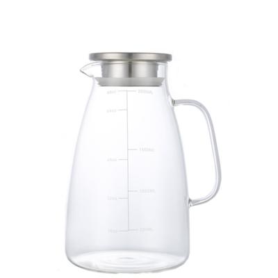 China With Scale Tray Wholesale Custom Explosion Proof Belt Handle Is High Borosilicate Glass Kettle Graduated Heat Resistant Cold Kettle Contracted for sale