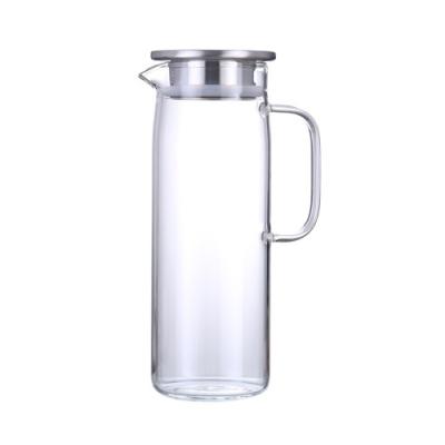 China High Borosilicate Sustainable Heat Resistant Juice Carafe Glass Cold Drink / Hot Water Jug Set for sale