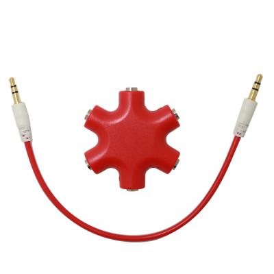 China Multi Microphone 6 Ports Audio Splitter Earphone With 3.5mm Cable for sale