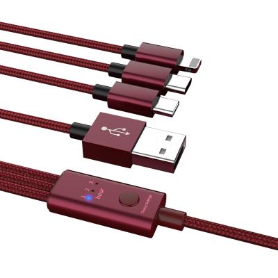 China Mobile Phone Types Nylon Braided 3 In 1 Data Cable Usb 2.0 USB C Charging Cable For Apple And Android Type C USB Cable for sale